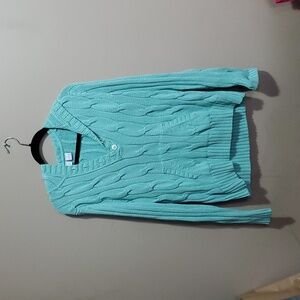 Teddi mint green hooded cable knit sweater size large